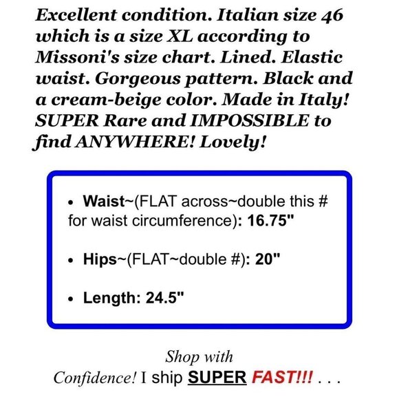 Missoni 46 Sz XL Black Cream Beige Geometric Sweater Pencil Skirt Pull On ITALY - Picture 7 of 7